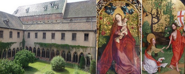De gauche à droite : Le Musée d'Unterlinden. © C.Gary ; La Vierge au Buisson de roses  © C.Gary  ; Au musée d'Unterlinden  © C.Gary