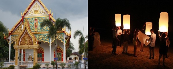 Découverte du temple de Takuapa, et fête des lumières sur la plage de l'Hôtel. © Patrick Cros Découverte du temple de Takuapa, et fête des lumières sur la plage de l'Hôtel. © Patrick Cros