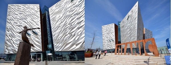 L'édifice du Titanic Belfast, qui a ouvert ses portes en 2012, mesure la même taille que le paquebot. © David Raynal et Juliette Raynal L'édifice du Titanic Belfast, qui a ouvert ses portes en 2012, mesure la même taille que le paquebot. © David Raynal et Juliette Raynal