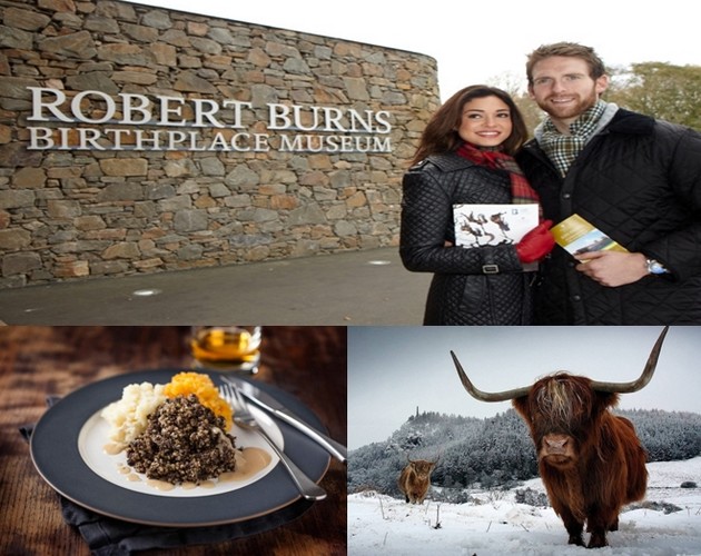 Musée dédié à Robert Burns ; Le traditionnel plat de haggis ; Les magnifiques vaches écossaises font partie du paysage hivernal ; © www.visitscotland.com/fr Musée dédié à Robert Burns ; Le traditionnel plat de haggis ; Les magnifiques vaches écossaises font partie du paysage hivernal ; © www.visitscotland.com/fr