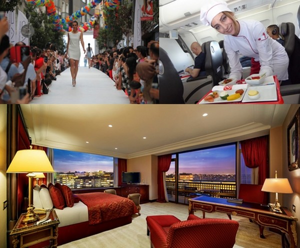 De gauche à droite : 7è édition de Istanbul Shopping Fest; Une hôtesse de la Atlas Global Airlines; en bas : Une suite au Hilton Istanbul Bosphore. © DR © C.Gary De gauche à droite : 7è édition de Istanbul Shopping Fest; Une hôtesse de la Atlas Global Airlines; en bas : Une suite au Hilton Istanbul Bosphore. © DR © C.Gary