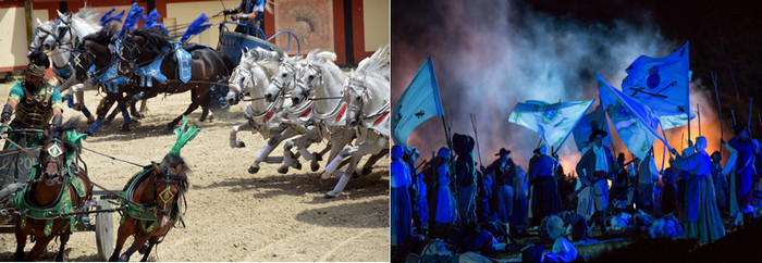 Images des spectacles du Signe du Triomphe et de la Cinésecénie. Crédit photos David Raynal et Puy du Fou D.R.