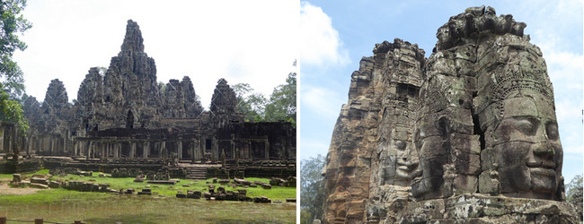 Bayon :  56 tours (aujourd’hui 37) entièrement sculptées dont chacune arbore sur ses quatre côtés le sourire énigmatique de Bouddha en version XXL…  © C.Gary