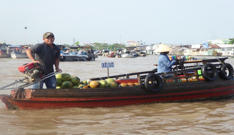 Cap vers le delta du Mékong et son étonnant marché flottant de Can Tho.© C.Gary