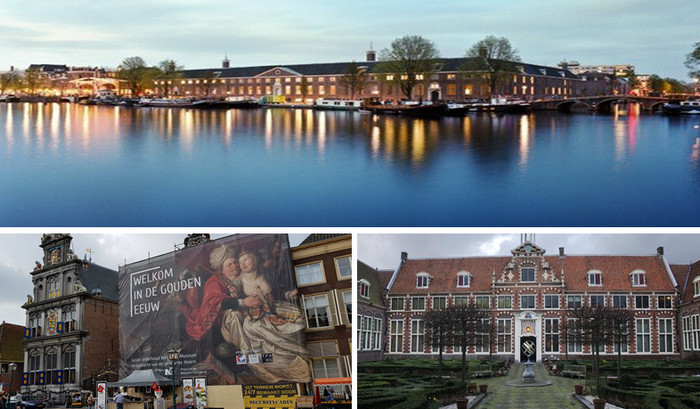 En haut : Le musée de l'Hermitage-Amsterdam ;  De gauche à droite : Musée Frans Hals et Westfries Museum ; Copyright OT Hollande