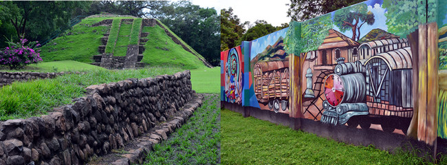 Site archéologique Maya de Tazumal et fresque murale dans le village de Paisnal. Crédit photo David Raynal Site archéologique Maya de Tazumal et fresque murale dans le village de Paisnal. Crédit photo David Raynal