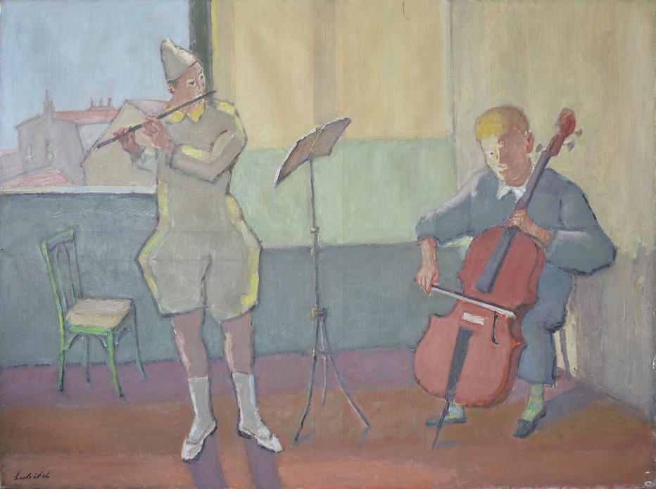 Clowns Musiciens, ca 1960 - Gouache - Signée en bas à gauche - 99 x 132 cm. Crédit photo Eric Pineau.