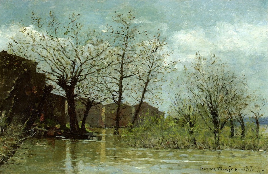 En 1886, il participe pour la première fois au salon des Artistes français avec deux toiles dont « inondations à Nantes » © collection privée.