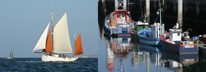 Avec ses 8 kilomètres de long, et 3km de large Groix a été une île de thoniers où près de 300 dundees, des bateaux de pêche à voile, apparus au milieu du XIXème siècle, ont depuis disparus au profit des chalutiers de haute mer.© Richard Bayon