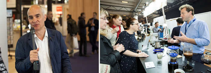 Stéphane Comar, président de SCA France. Les visiteurs de la Foire de Paris assistent au savoir-faire des professionnels réalisant le meilleur café.Copyright D.R. Stéphane Comar, président de SCA France. Les visiteurs de la Foire de Paris assistent au savoir-faire des professionnels réalisant le meilleur café.Copyright D.R.