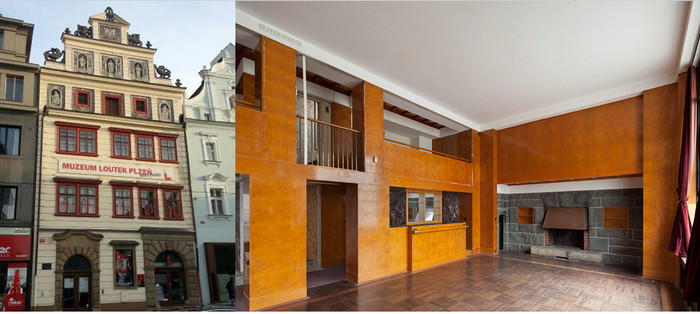 De gauche à droite :  A Pilsen le célèbre musée des Marionnettes ; L'un des appartements minimalistes conçus par Adolf Loos © C.Gary