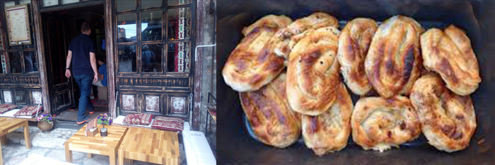 : Un café dans le Vieux Quartier Bascarsija © FS et les fameux : Bureks. Miam, miam… © FS : Un café dans le Vieux Quartier Bascarsija © FS et les fameux : Bureks. Miam, miam… © FS