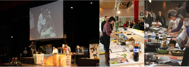 Cours de cuisine, démonstration des grands chefs, le tout devant un très grand public... Copyright SILG