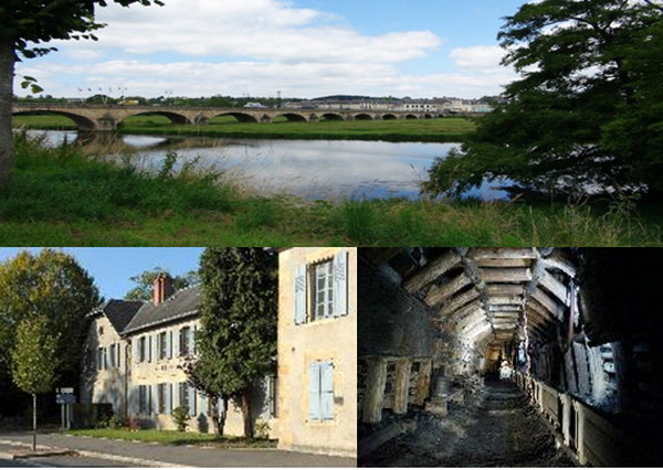 En haut : Decize, la confluence des eaux; En bas : Mine et musée de la mine de La Machine . Copyright OT Decize