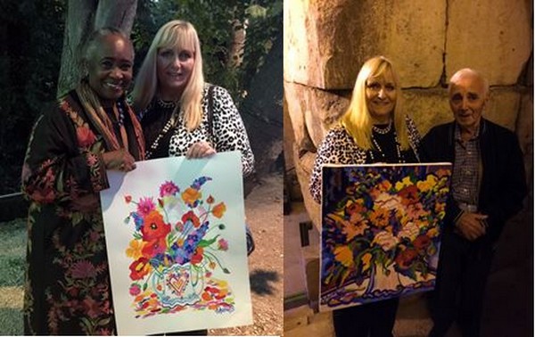 Armelle Andréi reçoit dans sa maison d'hôtes et atelier de nombreuses personnalités, parmi elles Barbara Hendrickx et Charles Aznavour  .@ DR Armelle Andréi reçoit dans sa maison d'hôtes et atelier de nombreuses personnalités, parmi elles Barbara Hendrickx et Charles Aznavour  .@ DR