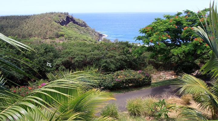 La vue idyllique depuis le Palm Hôtel sur la commune de Petite Ile