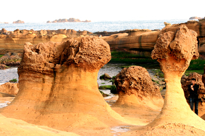 sculptures de la mer à Yehliu sur le côte nord sculptures de la mer à Yehliu sur le côte nord