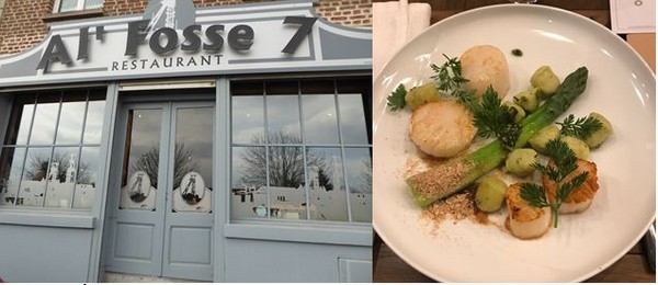 De gauche à droite : Resto Al'Fosse 7. @  C. Gary et  Photo d'un plat concocté par le chef du  Le Galibot, le restaurant-brasserie de l'Hôtel Louvre-Lens @ C.Gary