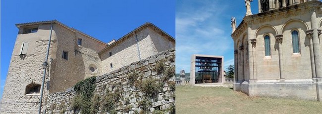 De gauche à droite :. Couvent des Récollets Forcalquier- @ DR. La chapelle Notre-Dame de Provence datant de 1875 et située à l'ancien emplacement de la citadelle. Au fond, le carillon- @ DR