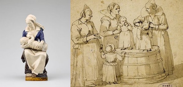 De gauche à droite : La nourrice – Ecouen, musée national de la Renaissance © RMN et Jan Philipsz. van Bouckhorst, Les Nourrices © C. Camus