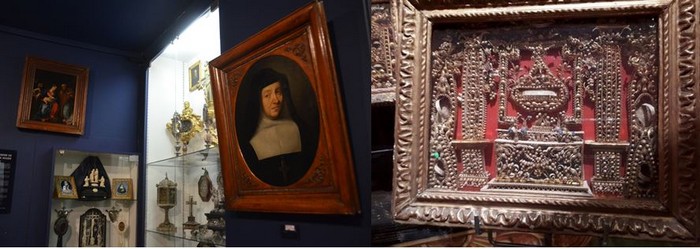 De gauche à droite : Musée de la Visitation et ses nombreuses reliques, à droite un tableau réalisé à partir de papiers roulés. @ Luc Olivier CDT De gauche à droite : Musée de la Visitation et ses nombreuses reliques, à droite un tableau réalisé à partir de papiers roulés. @ Luc Olivier CDT