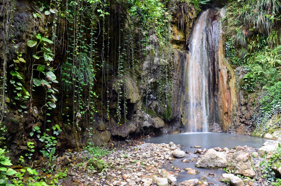 Les cascades d'eaux sulfureuses au cœur des jardins botaniques de Diamond Falls @ David Raynal