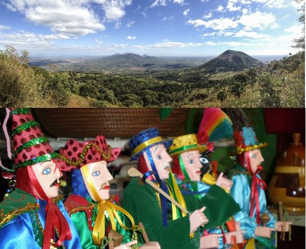 La chaîne des volcans au Nicaragua et poupées en costumes traditionnels. @ Lindigomag/Pixabay