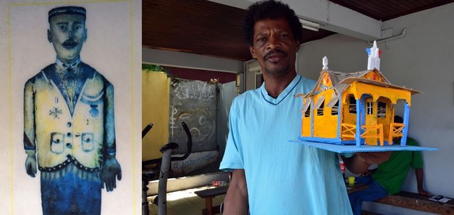 Jean-Philippe Giscon « alias Rayon », habitant de la rue Duville dans le centre de la commune du Diamant réalise des créations originales en coco, coquillages ou conques de lambis. L’une de ses œuvres reproduit en modèle réduit, la Maison du Bagnard, conçue par Médard Aribot du côté de l’anse Caffard. Crédit photo David Raynal et D.R. Jean-Philippe Giscon « alias Rayon », habitant de la rue Duville dans le centre de la commune du Diamant réalise des créations originales en coco, coquillages ou conques de lambis. L’une de ses œuvres reproduit en modèle réduit, la Maison du Bagnard, conçue par Médard Aribot du côté de l’anse Caffard. Crédit photo David Raynal et D.R.