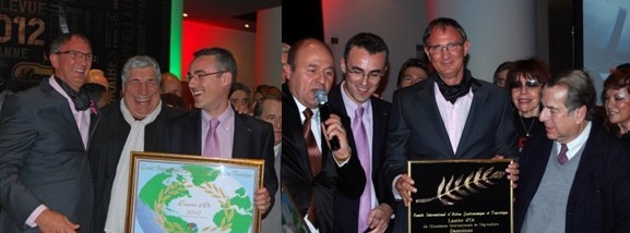 Hervé Damoiseau (à droite et au centre), petit-fils du fondateur et PDG de la marque, a reçu le 1er mars le Laurier d'Or 2012 de la Fédération Internationale du Tourisme. Il était entouré par de nombreux invités de marque, Eric Duluc, président de la fédération internationale de tourisme, Nicolas Legendre de Spiridom, l’écrivain Paul-Loup Sulitzer et le comédien Jean-Pierre Castaldi.