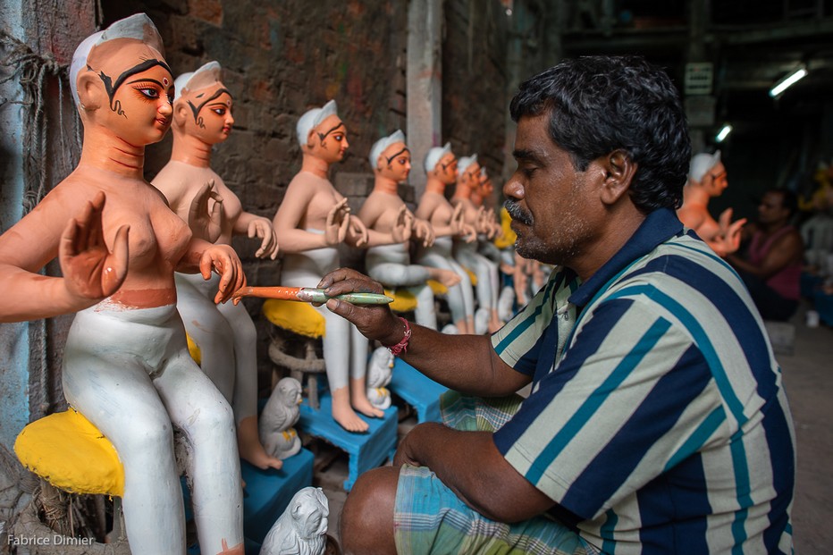 Dans le quartier Kumartuli les artisans préparent les effigies @ Fabrice Dimier