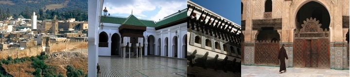 Remparts de Fès, Mosquée Al Quaraouiyine, La Magana (horloge hydraulique), Entrée de la Médersa Bouanania ( 15ème siècle)