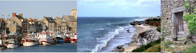 Cotentin, Côte Sauvage, construction en pierres du pays : le granit.