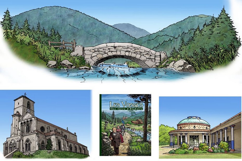 Quelques planches de la bande dessinée sur Les Vosges - une terre d'histoire de Bertrand Munier et Didier Pagot (dessins) @ DR Quelques planches de la bande dessinée sur Les Vosges - une terre d'histoire de Bertrand Munier et Didier Pagot (dessins) @ DR