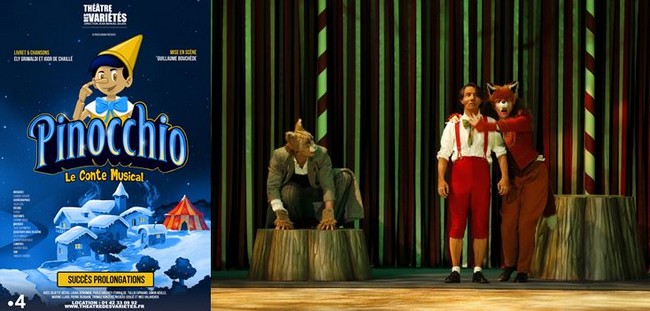 L'affiche du spectacle et photo de Pinocchio du renard et de Jiminy cricket. @ DR L'affiche du spectacle et photo de Pinocchio du renard et de Jiminy cricket. @ DR