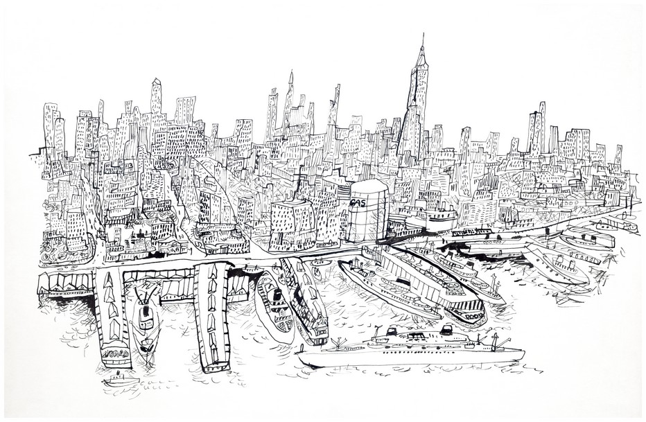 Dessin de Jiří Šlitr, qui faisait partie de l'exposition qui lui était consacrée au Centre Chèque de Paris et annulée pour cause de Coronavirus.Ici la vision de l'artiste sur Manhattan à New York @ expo Jiří Šlitr - Photo David Raynal Dessin de Jiří Šlitr, qui faisait partie de l'exposition qui lui était consacrée au Centre Chèque de Paris et annulée pour cause de Coronavirus.Ici la vision de l'artiste sur Manhattan à New York @ expo Jiří Šlitr - Photo David Raynal