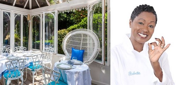 Le charme du restaurant "La Case de Babette" et le plaisir de déjeuner ou dîner à côté du somptueux jardin.@ M.Destombes -Pixabay; Portrait de la sémillante Babette de Rozières. @ DR Le charme du restaurant "La Case de Babette" et le plaisir de déjeuner ou dîner à côté du somptueux jardin.@ M.Destombes -Pixabay; Portrait de la sémillante Babette de Rozières. @ DR