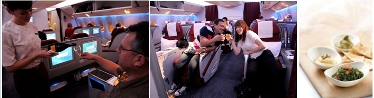 Test lors du vol inaugural de Qatar Airways (photos Robert Kassous)