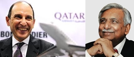 MM. Akbar Al Baker de Qatar Airways et Naresh Goyal de Jet Airways