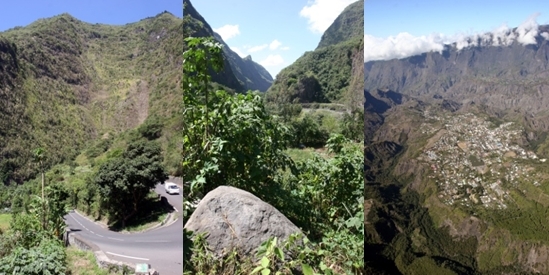 La nationale 5 qui mène au cirque de Cilaos est surnommée la route aux 400 virages.