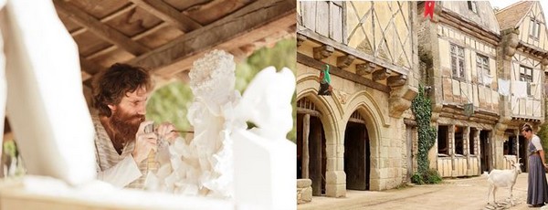 de gauche à droite :Dans la cité médiévale  les artisans sont à l'œuvre. @Cécile Potier La cité médiévale reconstituée avec ses colombages et ses toits de chaume et de lauzes @ Le Puy du Fou de gauche à droite :Dans la cité médiévale  les artisans sont à l'œuvre. @Cécile Potier La cité médiévale reconstituée avec ses colombages et ses toits de chaume et de lauzes @ Le Puy du Fou
