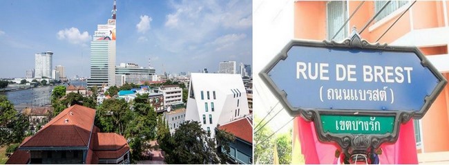 La rue de Brest à Bangkok non loin du nouvel immeuble de l'Ambassade de France @  ADPI et DR