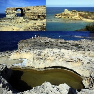 Gozo est le paradis des plongeurs. Vue sur la fenêtre Azur de Dwejra et son arche naturelle et minérale. (Crédit photos David Raynal). Gozo est le paradis des plongeurs. Vue sur la fenêtre Azur de Dwejra et son arche naturelle et minérale. (Crédit photos David Raynal).