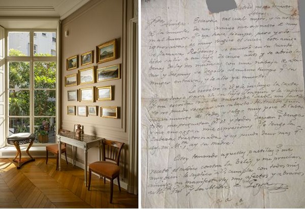 De gauche à droite vestibule @ Jannes Linders; et Francisco de Goya y Lucientes, lettre autographe signée à sa compagne Leocadia Zorilla, recto avant le 30 juillet 1827  © Fondation Custodia | Collection Frits Lugt - e-mail: coll.lugt@fondationcustodia.fr De gauche à droite vestibule @ Jannes Linders; et Francisco de Goya y Lucientes, lettre autographe signée à sa compagne Leocadia Zorilla, recto avant le 30 juillet 1827  © Fondation Custodia | Collection Frits Lugt - e-mail: coll.lugt@fondationcustodia.fr