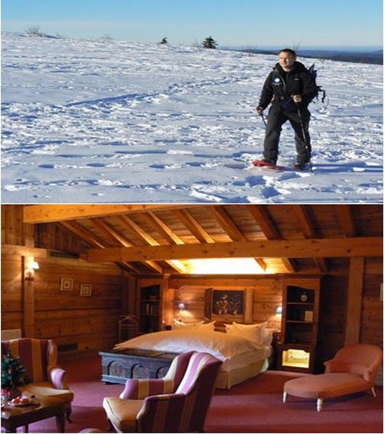 Photo 1 : Enorme succès pour la raquette ; Photo 2 Douceur d'un hébergement en montagne. @ André Degon Photo 1 : Enorme succès pour la raquette ; Photo 2 Douceur d'un hébergement en montagne. @ André Degon