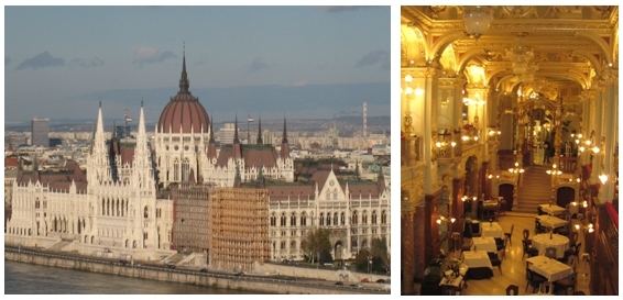 1/Parlement de Budapest/2/ Salle du restaurant le New-York Palace à Budapest (Photos Catherine Gary)