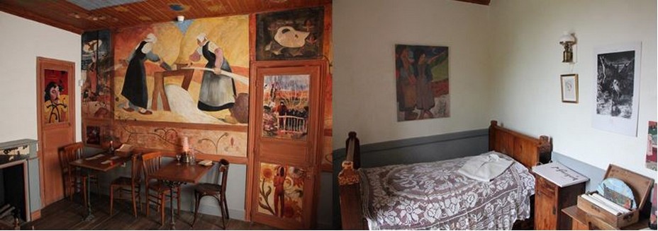 Reconstitution de la décoration de la salle à manger de la maison du Pouldu par  et ses amis et  reconstitution de la chambre de Gauguin à la maison-musée du Pouldu @ A.Degon