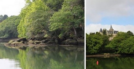 Les rives de l'Aven en aval du village  et Manoir au-dessus de l'Aven @ A.Degon