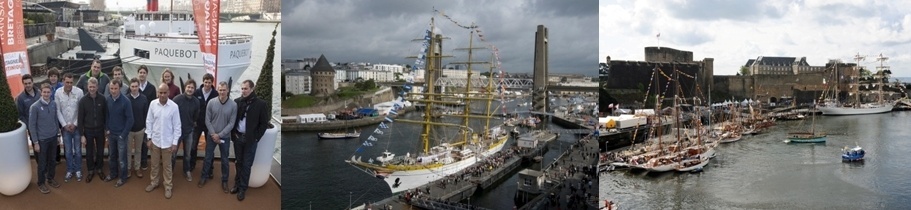 1/Les quinze skippers de la Transat Bretagne-Martinique lors de la présentation à Paris en février 2 et 3 / Pour la première fois le départ de cette Transat  sera donné depuis Brest. DR.Penduick