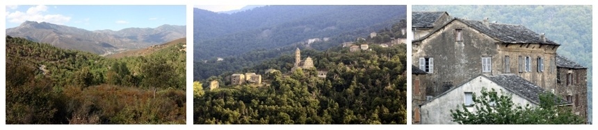 Village de la Castagniccia, la chataîgneraie de la Haute-Corse (David Raynal). Village de la Castagniccia, la chataîgneraie de la Haute-Corse (David Raynal).
