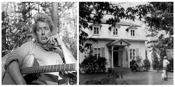 1/ Félix Leclerc, sa guitare et sa pipe 2/ Sa maison de Vaudreuil (photos maisonfelixleclerc.org/).